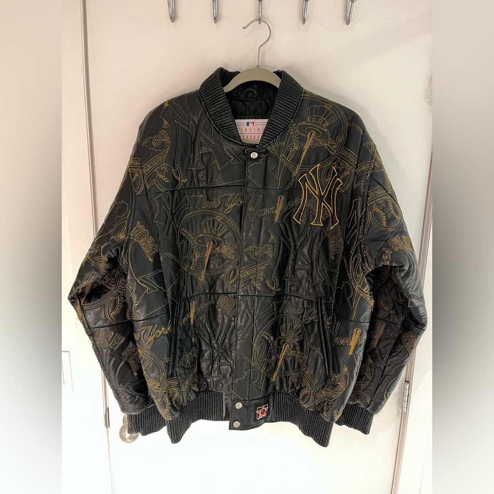 RARE COLLECTIBLE MLB Jeff Hamilton New York Yankees Embroidered Leather Jacket